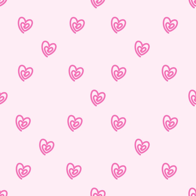 Vector pink spiral hearts seamless pattern