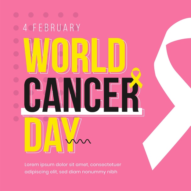 Pink square post world cancer day template