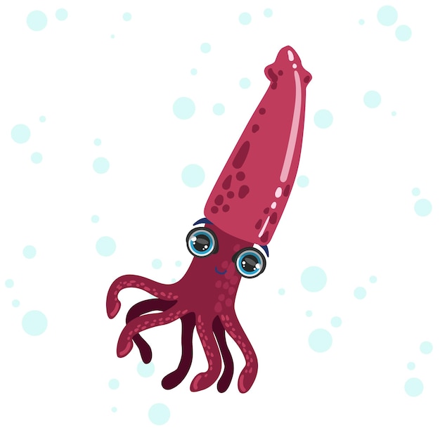 Vector pink squid drawing