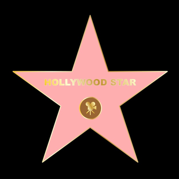 Vettore una stella rosa con sopra la scritta hollywood star