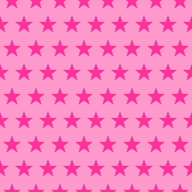 Pink stars seamless pattern on light pink background simple vector illustration
