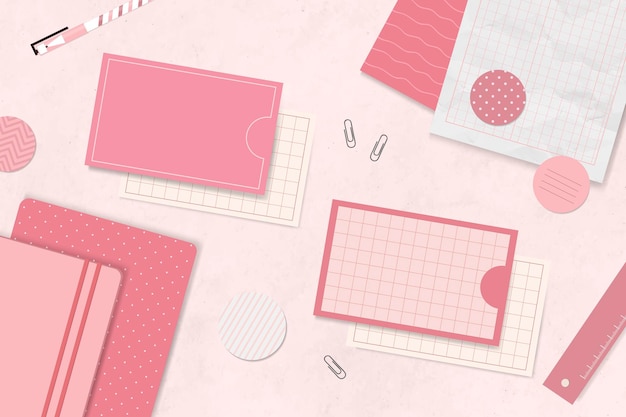 pink stationery planner set vector