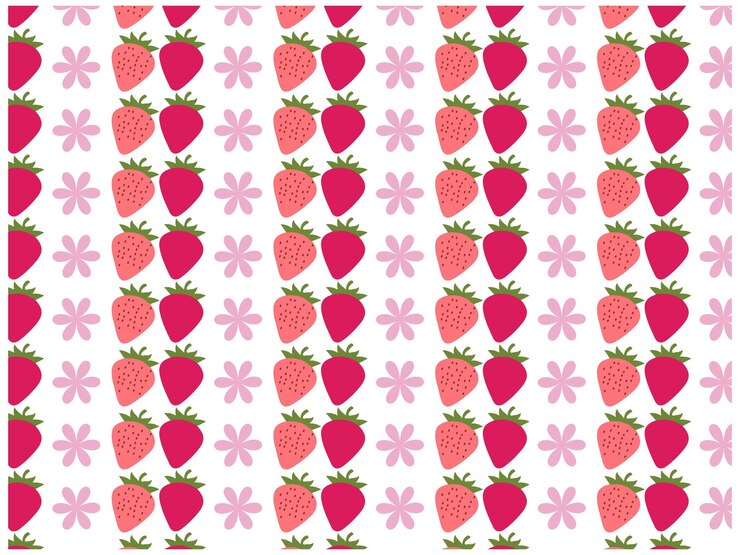 Vector a pink strawberry with a pattern of butterflies on it