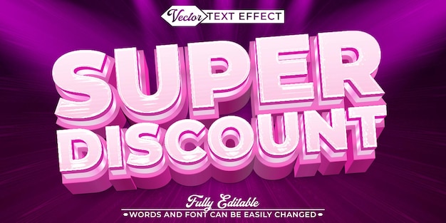 Pink Super Discount Vector Editable Text Effect Template