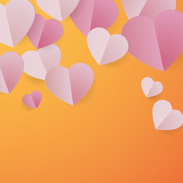Pink sweet paper hearts illustration large background