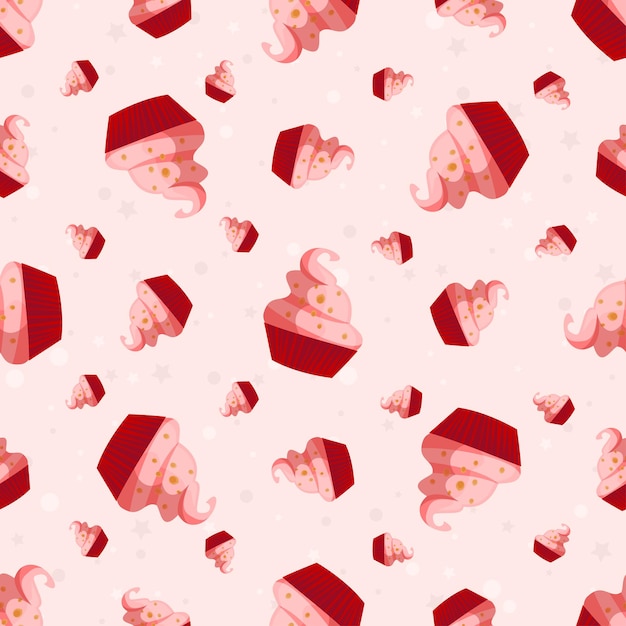 Pink sweets cupcake seamless wallpaper