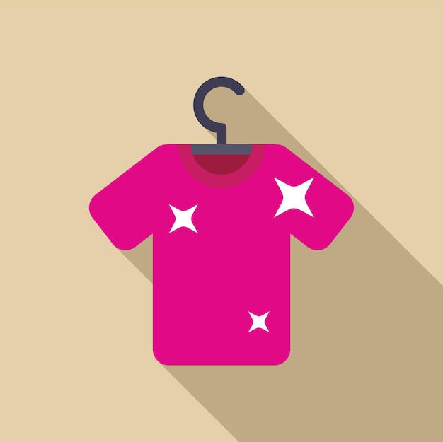 ピンクのTシャツがハンガーに掛かっており星が描かれているミニマリストのイラスト