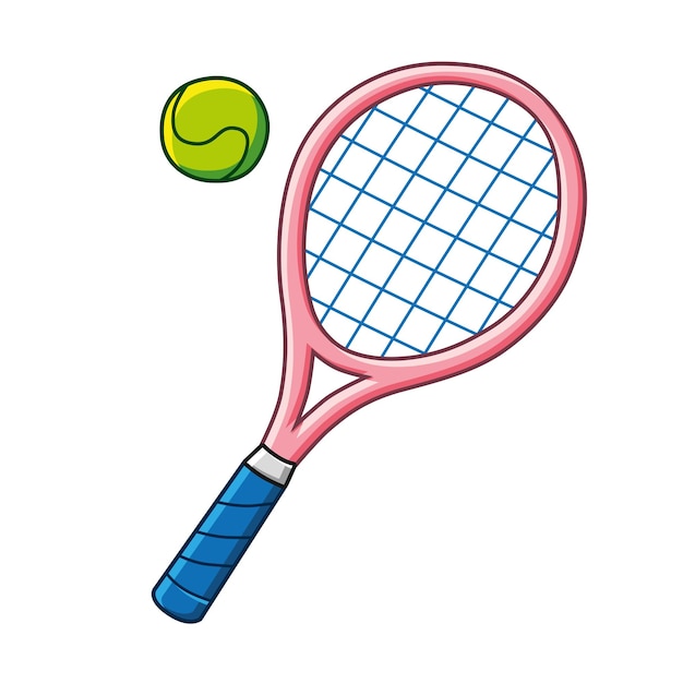 Вектор Розовая теннисная ракетка и мяч