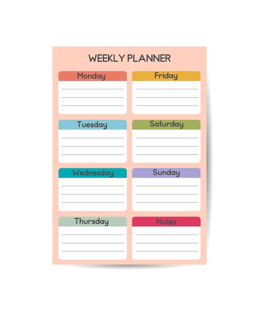 Pink Today and weekly planner template Clear and simple printable to do list Business organizer page Paper sheet