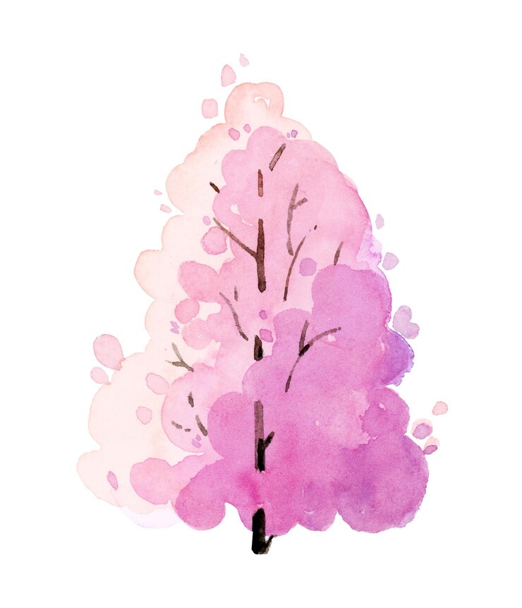 Vector a pink tree watercolor tree cartoon illustration