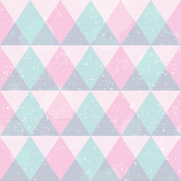 Pink triangles seamless pattern with grunge effect eps 10 vector file