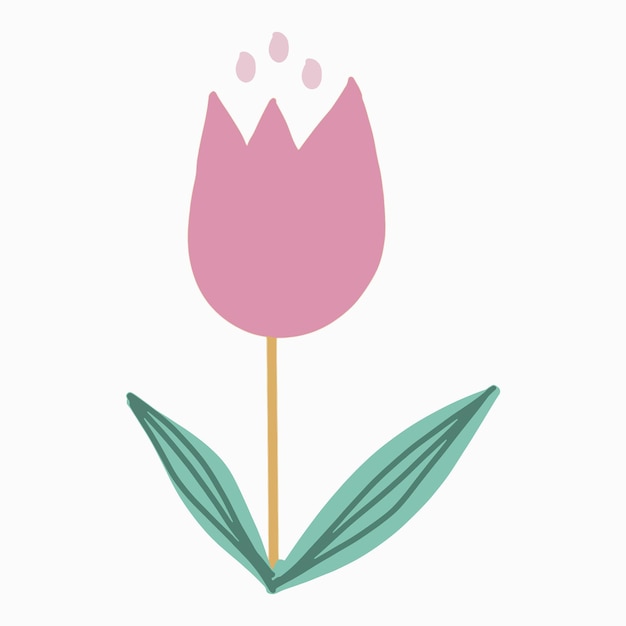 Vettore stile di decorazione della raccolta dell'elemento dell'elemento dell'illustrazione sveglia del fumetto del tulipano rosa