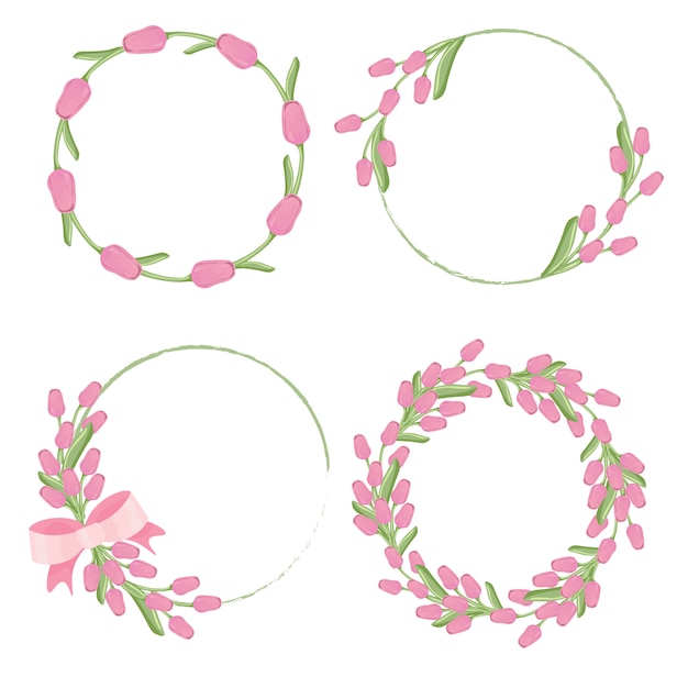 Pink tulip wreath frame for spring or mother's day collection
