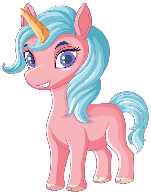 Pink unicorn with blue mane