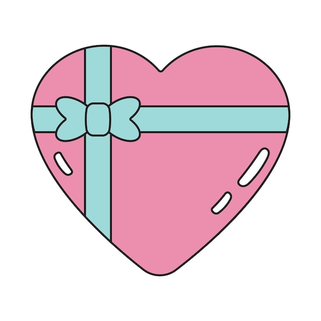 벡터 심장 모양의 분홍색 발렌타인 선물 상자, 복귀 스타일의 런타인 심장