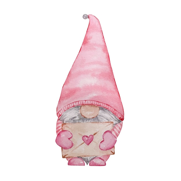 Pink valentine leprechaun with an envelope