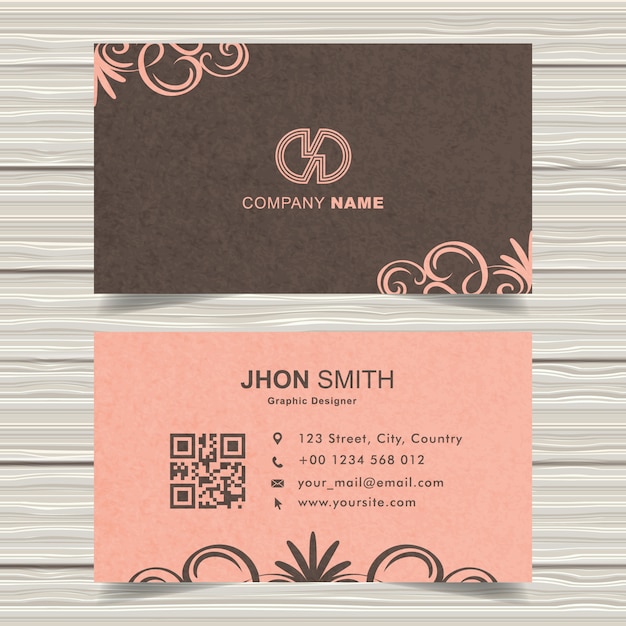 Pink vintage business card design