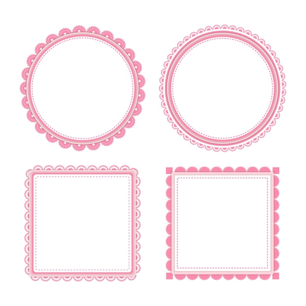 Vector pink vintage frame vector collection isolated on white background