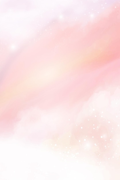 Vector pink watercolor cotton cloud background pastel fantasy sky backdrop