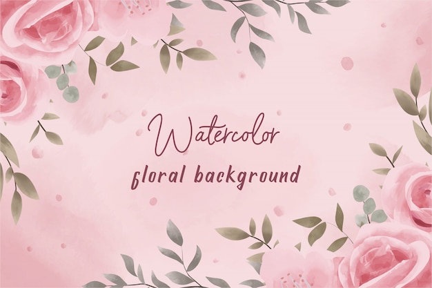 pink watercolor floral background with vintage style