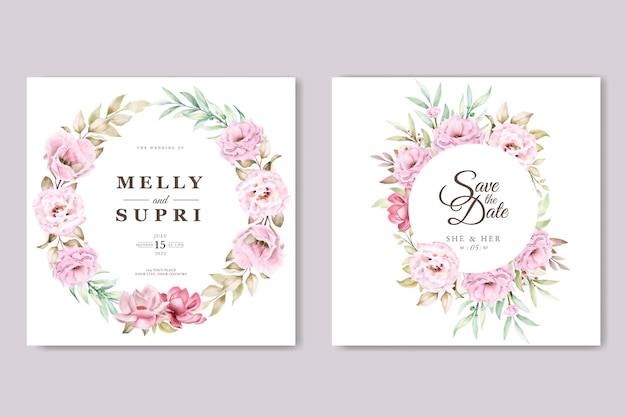 Vector pink watercolor floral card