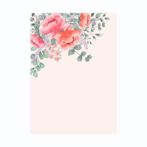 핑크 수채화 꽃 프레임 테두리 초대 카드