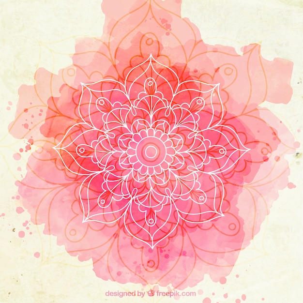 Pink watercolor sketchy mandala background