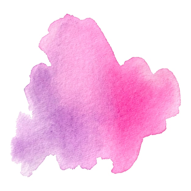 Pink watercolor stain isolated on a white background Hand painted abstract texture