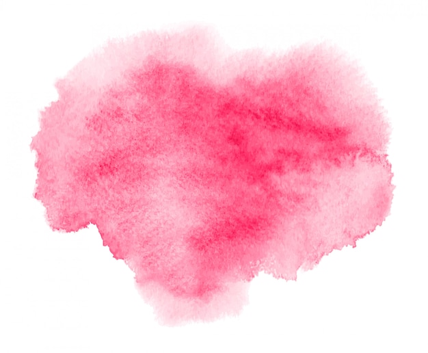 Pink watercolor stain with paint blotch, brush strokes. 