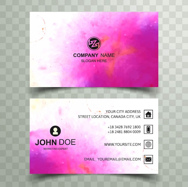 Pink watercolor visiting card