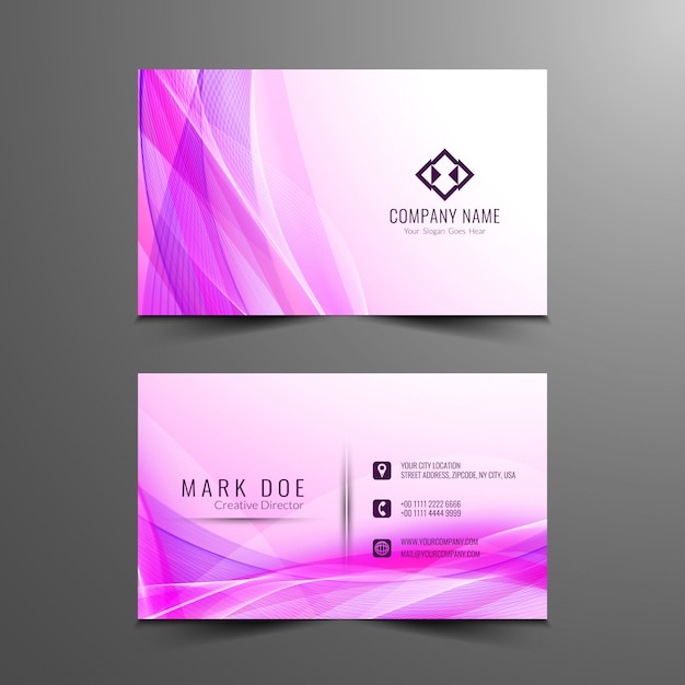 Vector pink wavy business card