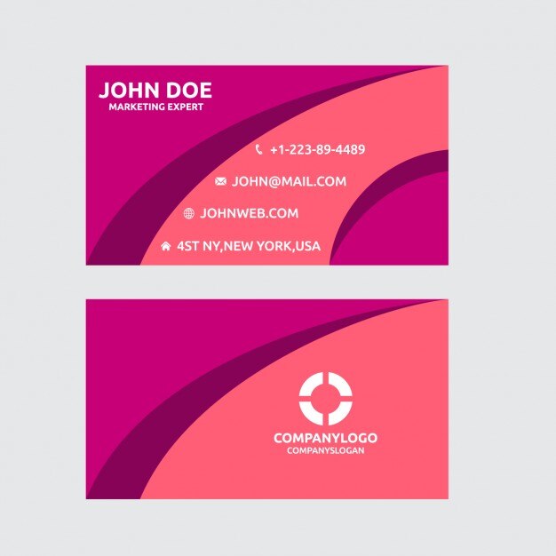 Vector pink wavy business card