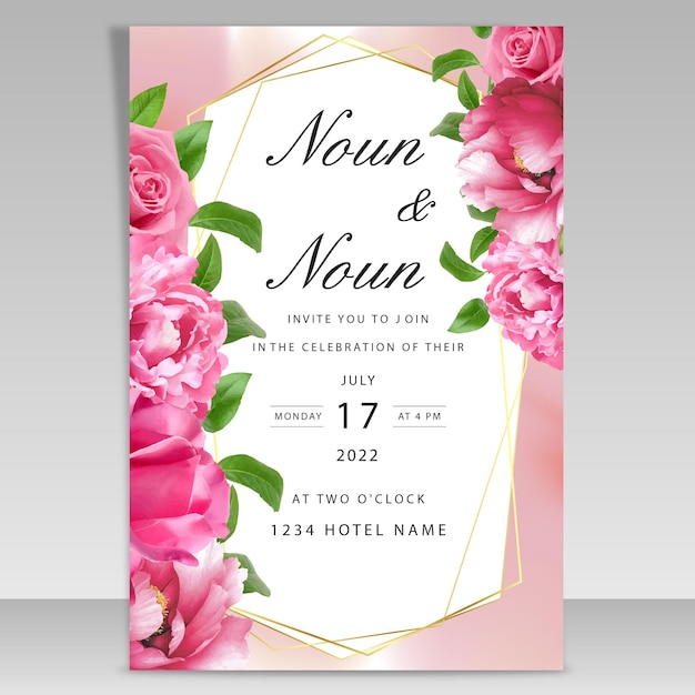 Pink wedding invitation