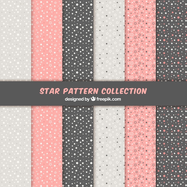 Pink, white and black star pattern set