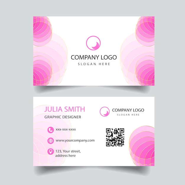 Pink and White Business Card Template