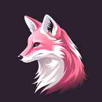 Vector pink and white fox on black background