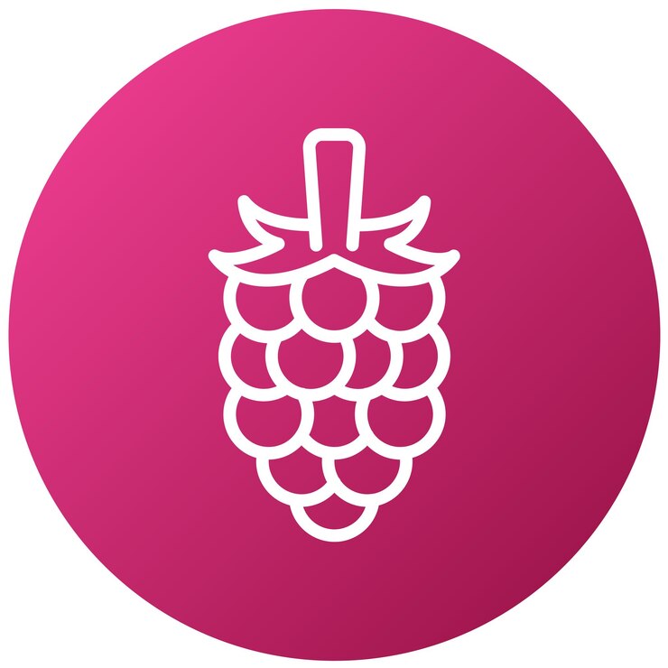 Vector a pink and white grape logo with a pink background
