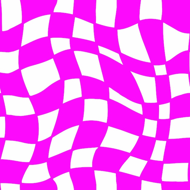 Pink and White Groovy Wavy Melted Psychedelic Checkerboard Y2K 90s seamless pattern