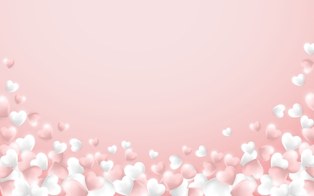 Pink and white hearts on light pink background