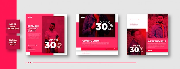 Pink white instagram social media post banner template