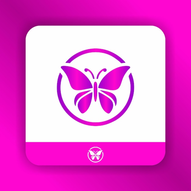 핑크와 색의 로고에 나비가 그려져 있습니다.