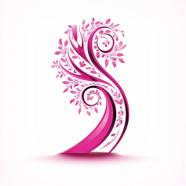 Vector a pink and white logo with a floral design on it