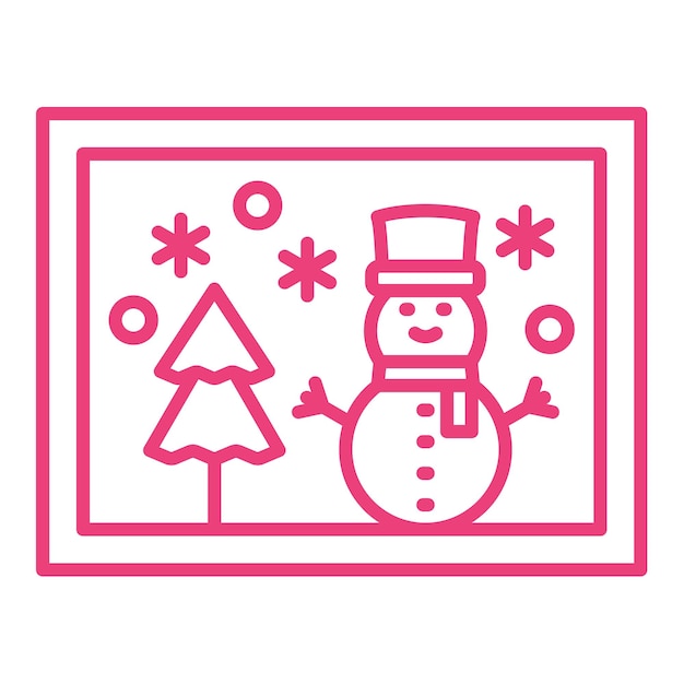 Vector a pink and white logo with a snowman and a tree