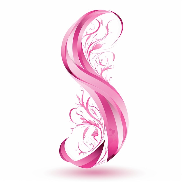 Vector a pink and white number with a pink swirl pattern