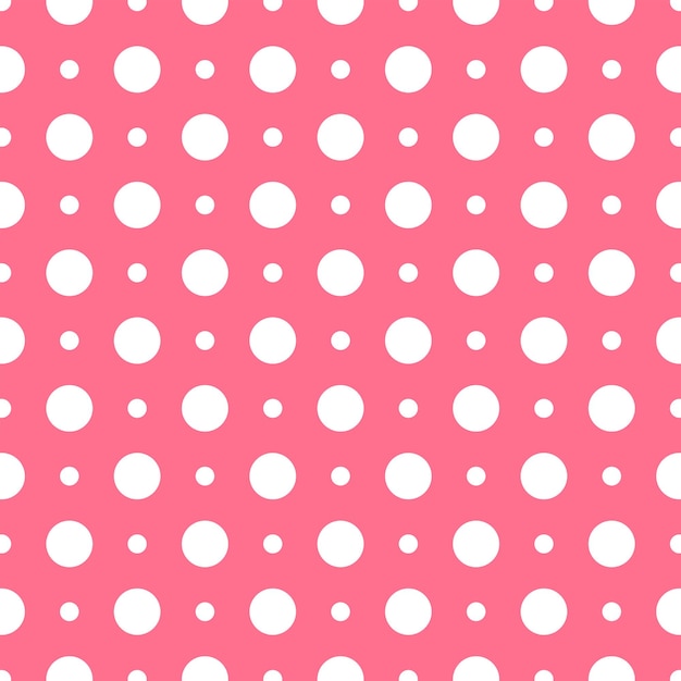 白いピンクのポルカドットパターンベクトル背景
