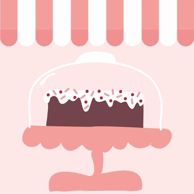 Vector a pink and white poster with a cake on top of it.