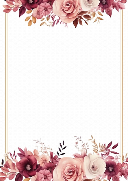 Vector pink white and red elegant watercolor background with flora and flower