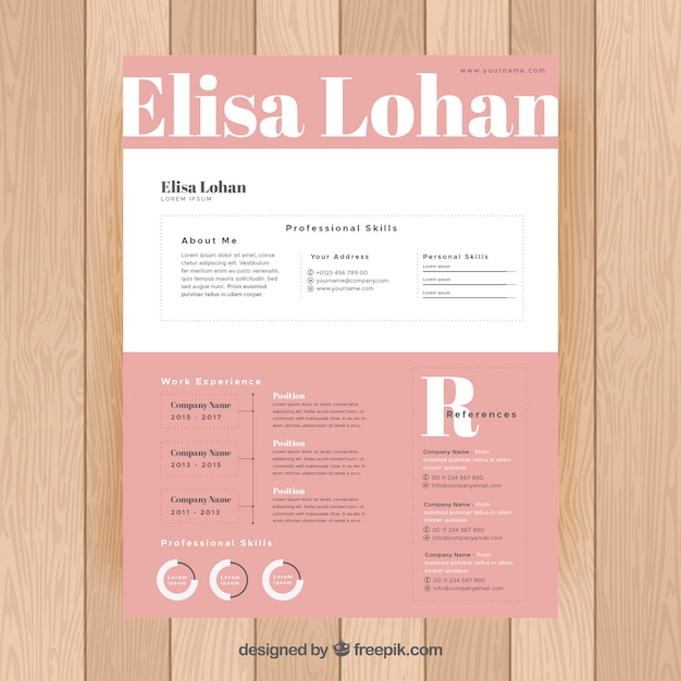 Pink and white resume template