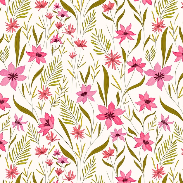 Pink Wild Flower Garden Pattern