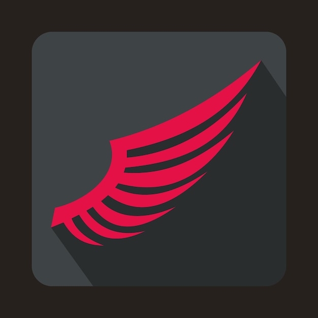 Pink wing icon in flat style on a gray background